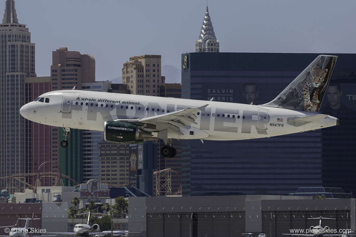 Frontier Airlines Airbus A319-100 N947FR at McCarran International Airport (KLAS/LAS) Frontier Airlines Airbus A319-100 N947FR at McCarran International Airport (KLAS/LAS)