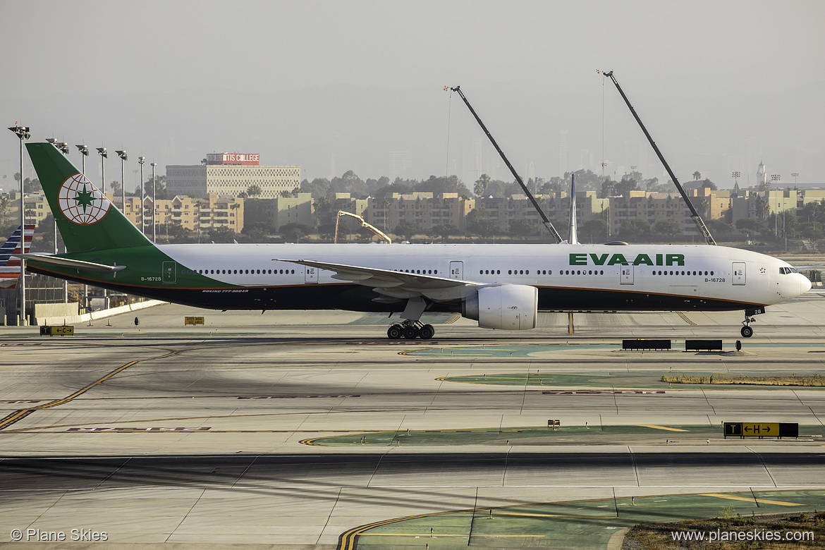 EVA Air Boeing 777-300ER B-16728 at Los Angeles International Airport (KLAX/LAX)