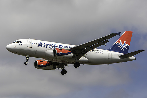 AirSERBIA Airbus A319-100 YU-APF at London Heathrow Airport (EGLL/LHR)