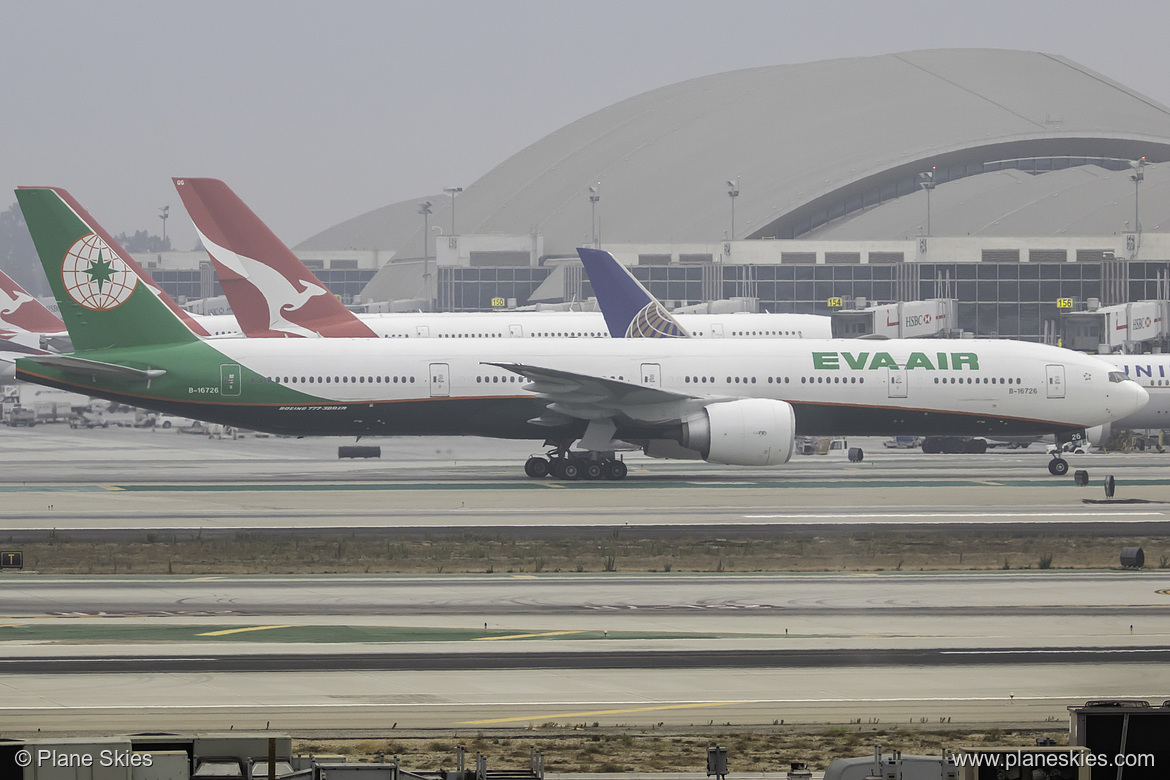 EVA Air Boeing 777-300ER B-16726 at Los Angeles International Airport (KLAX/LAX) EVA Air Boeing 777-300ER B-16726 at Los Angeles International Airport (KLAX/LAX)