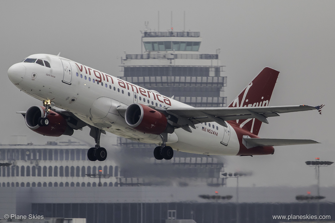 Virgin America Airbus A319-100 N524VA at Los Angeles International Airport (KLAX/LAX)