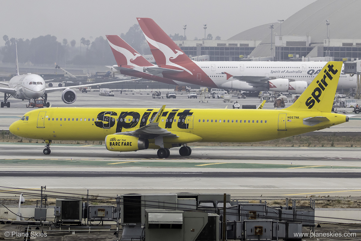 Spirit Airlines Airbus A321-200 N667NK at Los Angeles International Airport (KLAX/LAX)