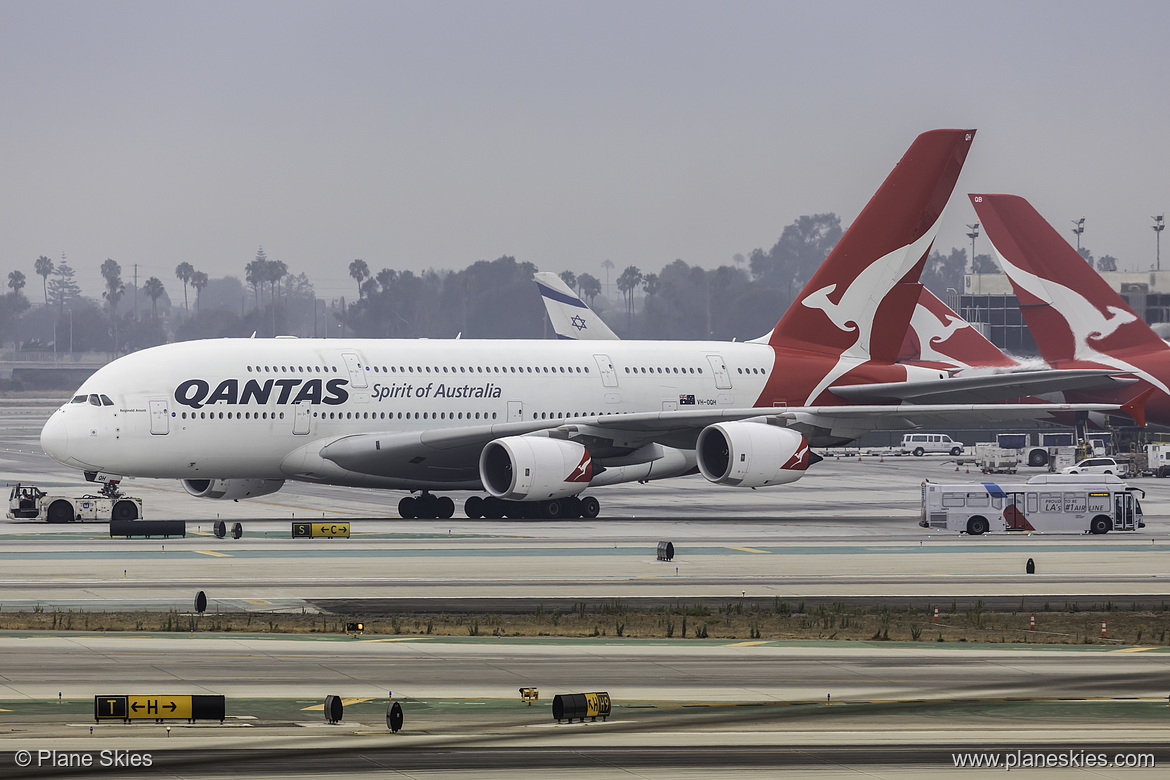 Qantas Airbus A380-800 VH-OQH at Los Angeles International Airport (KLAX/LAX) Qantas Airbus A380-800 VH-OQH at Los Angeles International Airport (KLAX/LAX)