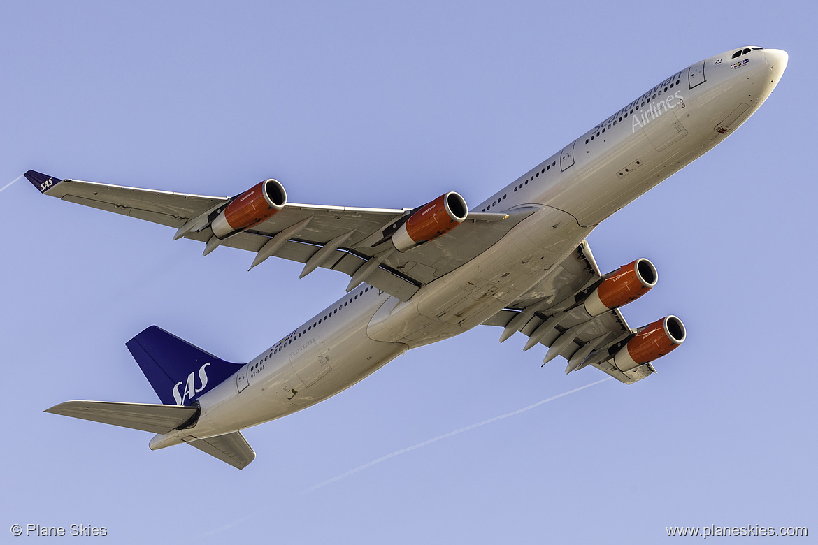 Scandinavian Airlines Airbus A340-300 OY-KBA at San Francisco International Airport (KSFO/SFO) Scandinavian Airlines Airbus A340-300 OY-KBA at San Francisco International Airport (KSFO/SFO)
