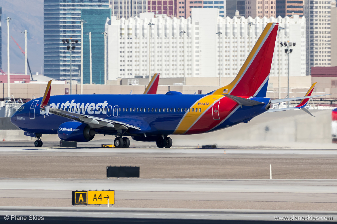 Southwest Airlines Boeing 737-800 N8645A at McCarran International Airport (KLAS/LAS) Southwest Airlines Boeing 737-800 N8645A at McCarran International Airport (KLAS/LAS)