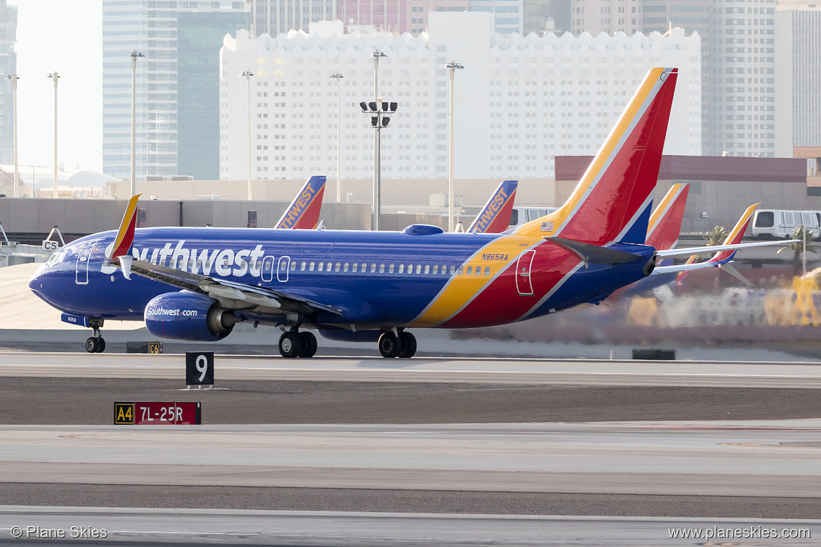 Southwest Airlines Boeing 737-800 N8658A at McCarran International Airport (KLAS/LAS) Southwest Airlines Boeing 737-800 N8658A at McCarran International Airport (KLAS/LAS)