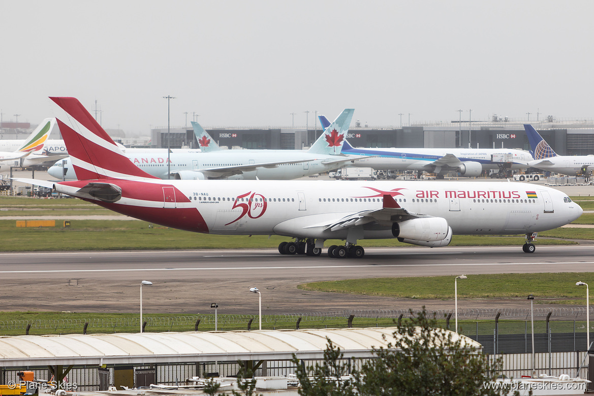 Air Mauritius Airbus A340-300 3B-NAU at London Heathrow Airport (EGLL/LHR) Air Mauritius Airbus A340-300 3B-NAU at London Heathrow Airport (EGLL/LHR)
