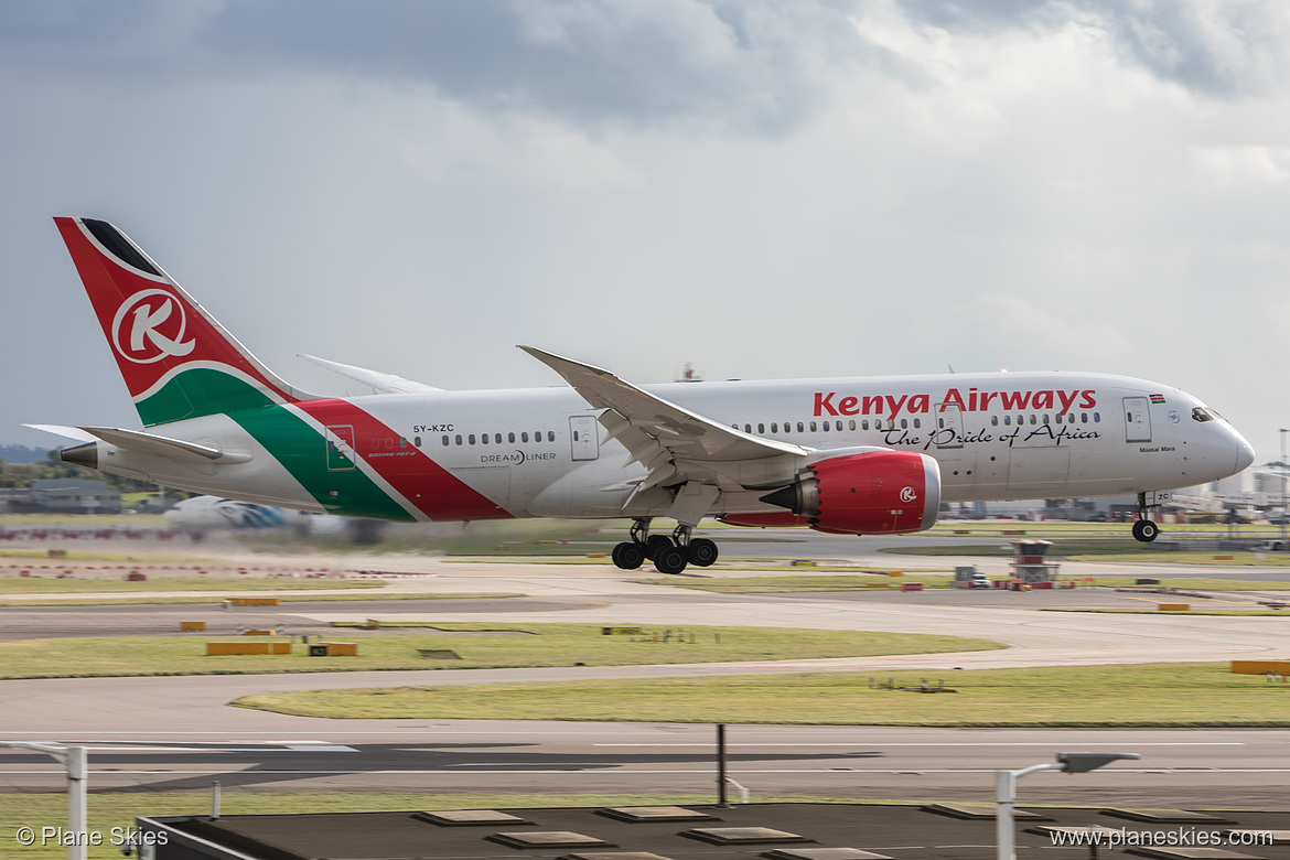Kenya Airways Boeing 787-8 5Y-KZC at London Heathrow Airport (EGLL/LHR) Kenya Airways Boeing 787-8 5Y-KZC at London Heathrow Airport (EGLL/LHR)