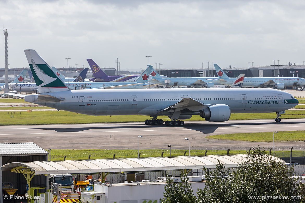 Cathay Pacific Boeing 777-300ER B-KPO at London Heathrow Airport (EGLL/LHR) Cathay Pacific Boeing 777-300ER B-KPO at London Heathrow Airport (EGLL/LHR)
