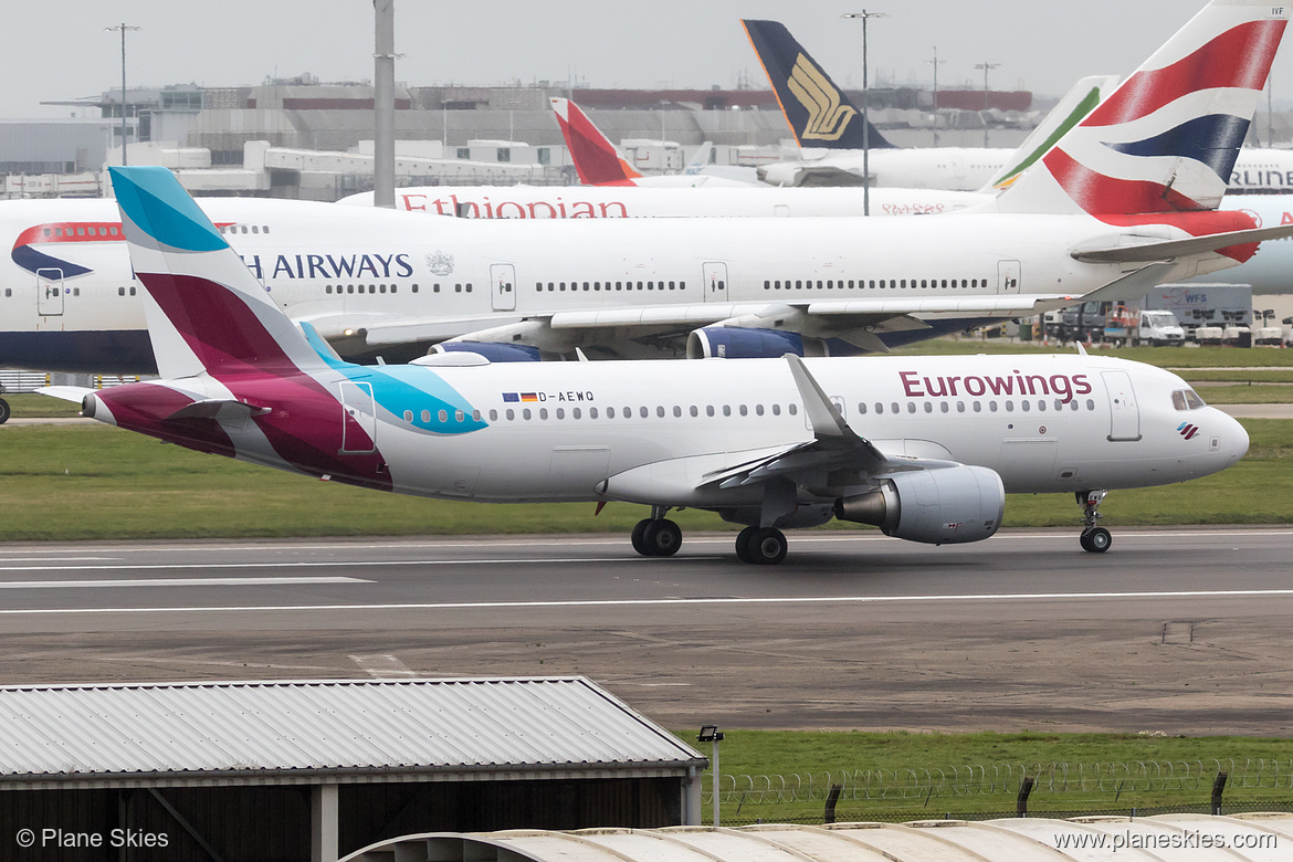 Eurowings Airbus A320-200 D-AEWQ at London Heathrow Airport (EGLL/LHR) Eurowings Airbus A320-200 D-AEWQ at London Heathrow Airport (EGLL/LHR)