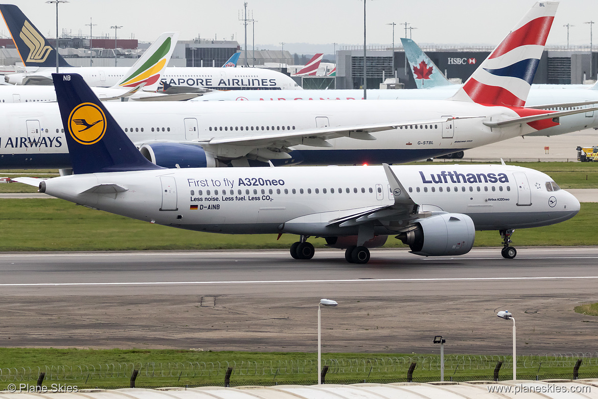 Lufthansa Airbus A320neo D-AINB at London Heathrow Airport (EGLL/LHR) Lufthansa Airbus A320neo D-AINB at London Heathrow Airport (EGLL/LHR)