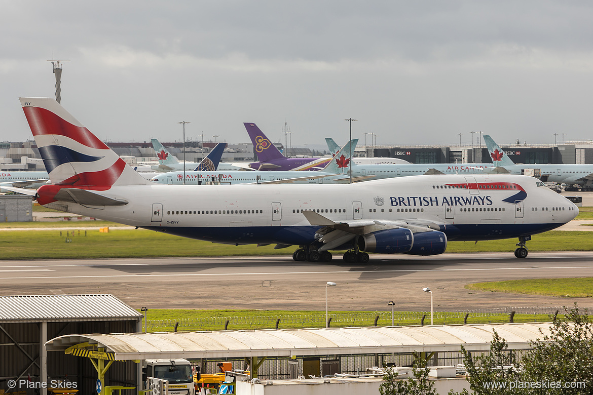 British Airways Boeing 747-400 G-CIVY at London Heathrow Airport (EGLL/LHR) British Airways Boeing 747-400 G-CIVY at London Heathrow Airport (EGLL/LHR)