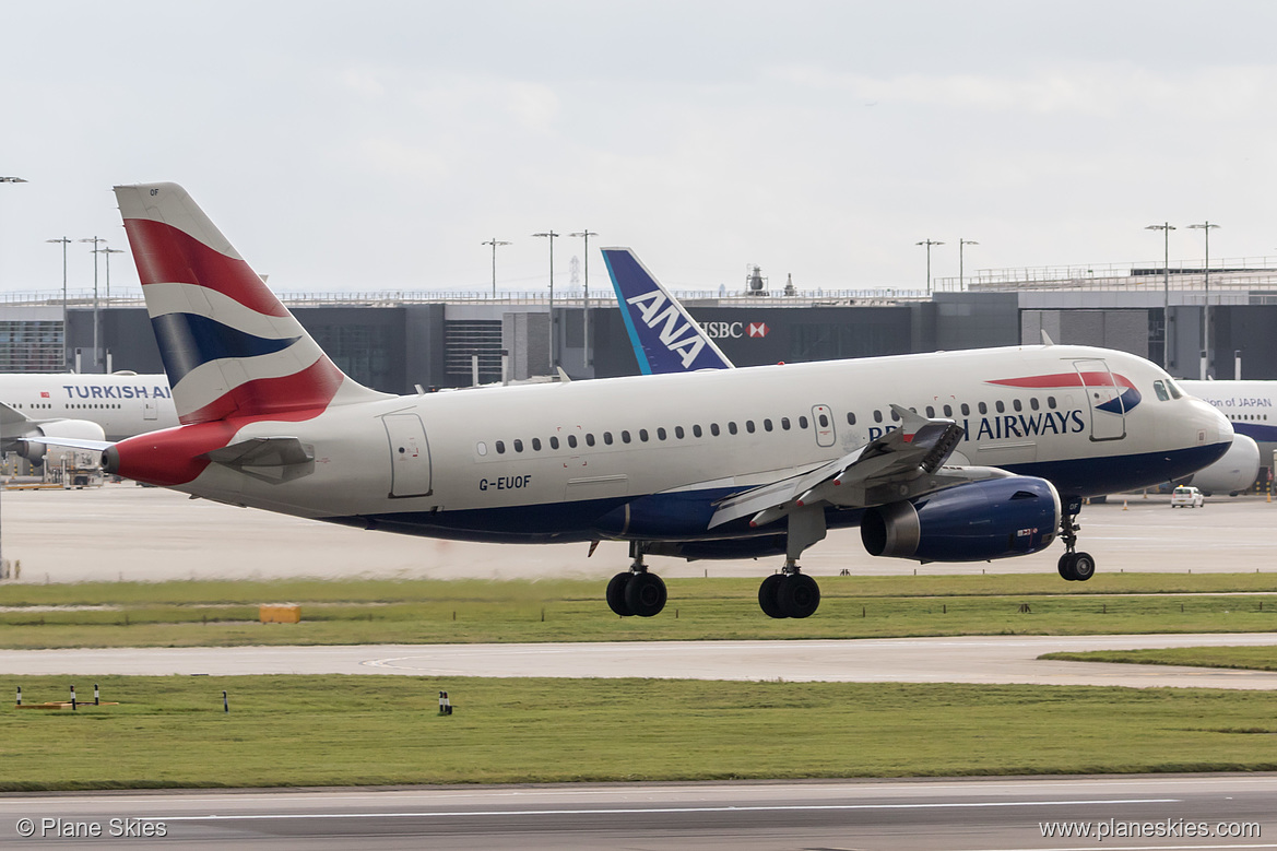 British Airways Airbus A319-100 G-EUOF at London Heathrow Airport (EGLL/LHR) British Airways Airbus A319-100 G-EUOF at London Heathrow Airport (EGLL/LHR)