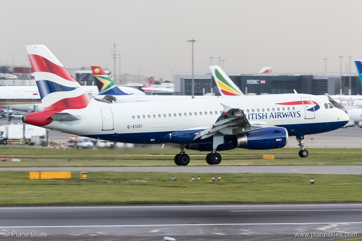 British Airways Airbus A319-100 G-EUOI at London Heathrow Airport (EGLL/LHR) British Airways Airbus A319-100 G-EUOI at London Heathrow Airport (EGLL/LHR)