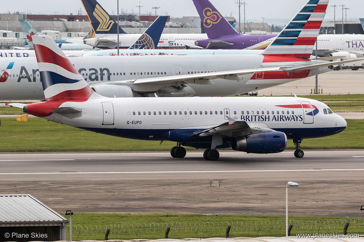 British Airways Airbus A319-100 G-EUPO at London Heathrow Airport (EGLL/LHR) British Airways Airbus A319-100 G-EUPO at London Heathrow Airport (EGLL/LHR)