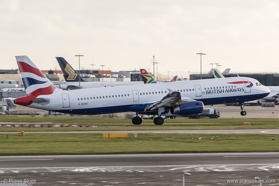 British Airways Airbus A321-200 G-EUXC at London Heathrow Airport (EGLL/LHR) British Airways Airbus A321-200 G-EUXC at London Heathrow Airport (EGLL/LHR)
