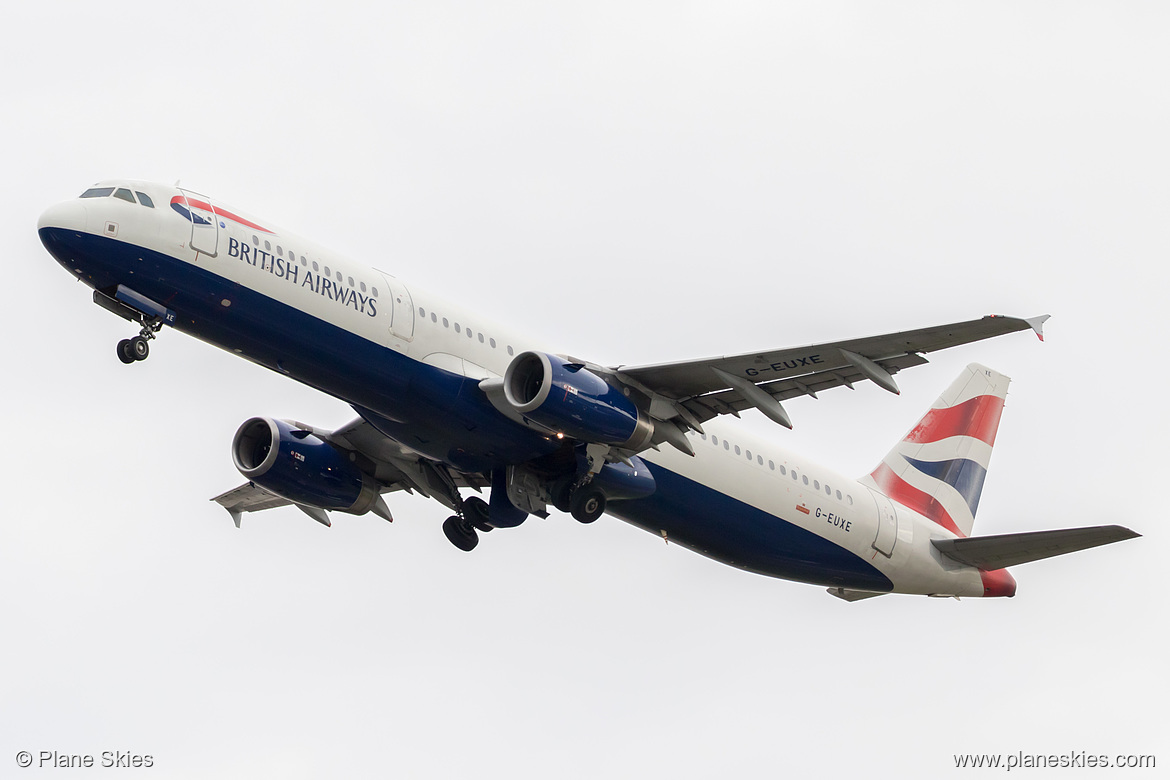 British Airways Airbus A321-200 G-EUXE at London Heathrow Airport (EGLL/LHR) British Airways Airbus A321-200 G-EUXE at London Heathrow Airport (EGLL/LHR)
