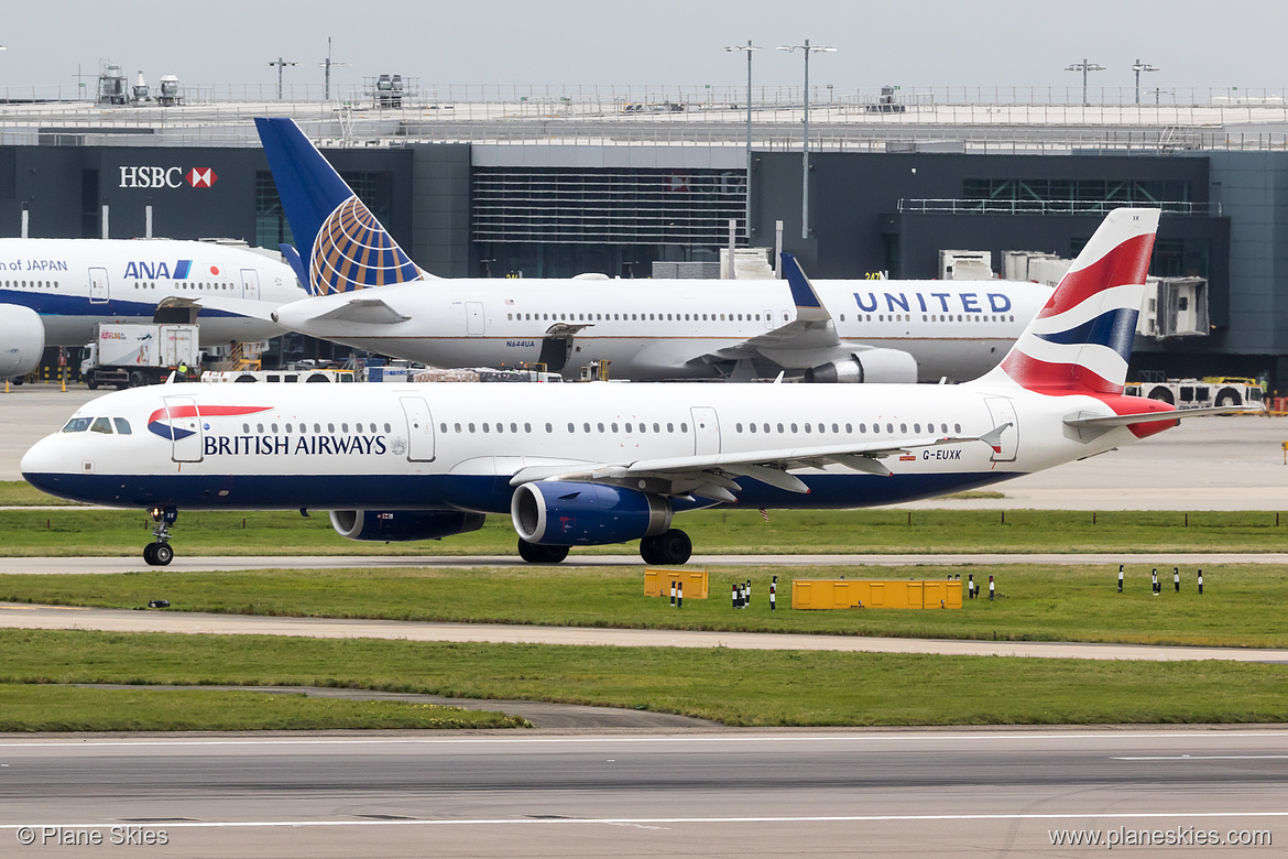 British Airways Airbus A321-200 G-EUXK at London Heathrow Airport (EGLL/LHR) British Airways Airbus A321-200 G-EUXK at London Heathrow Airport (EGLL/LHR)