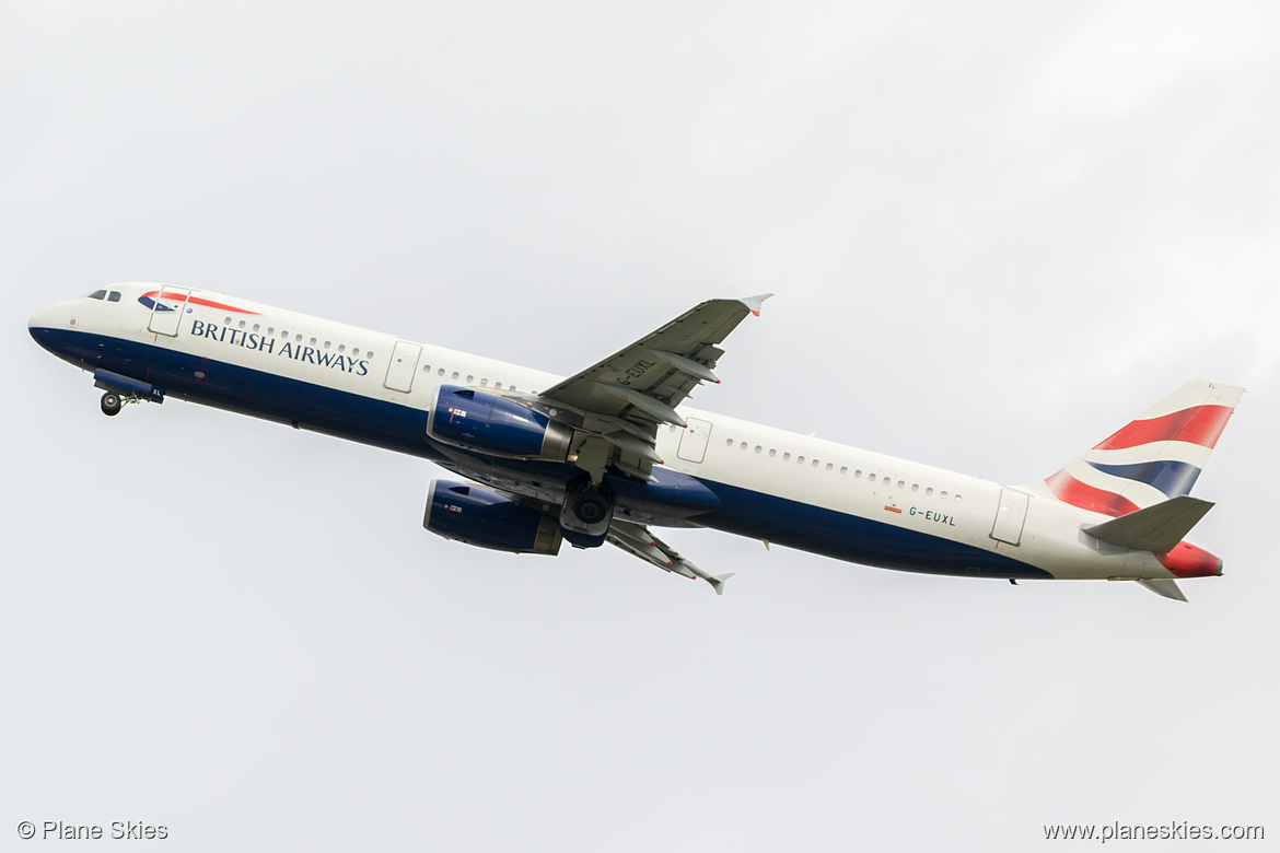 British Airways Airbus A321-200 G-EUXL at London Heathrow Airport (EGLL/LHR) British Airways Airbus A321-200 G-EUXL at London Heathrow Airport (EGLL/LHR)