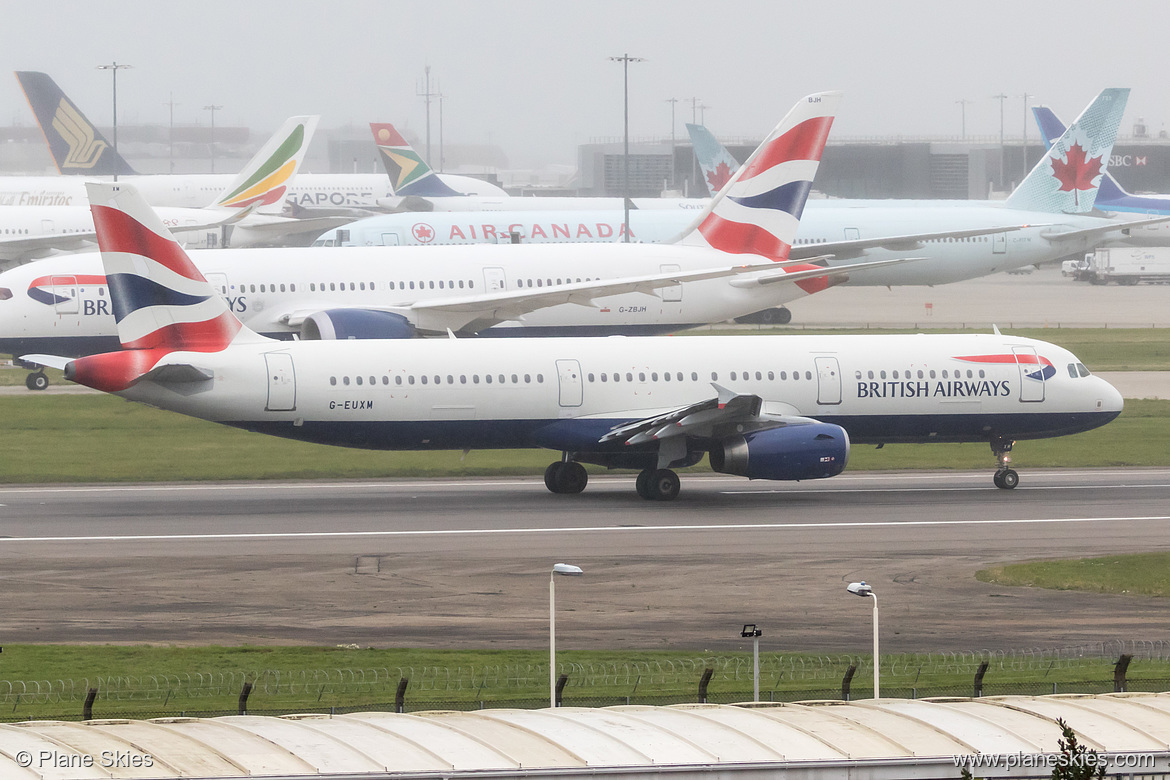 British Airways Airbus A321-200 G-EUXM at London Heathrow Airport (EGLL/LHR) British Airways Airbus A321-200 G-EUXM at London Heathrow Airport (EGLL/LHR)