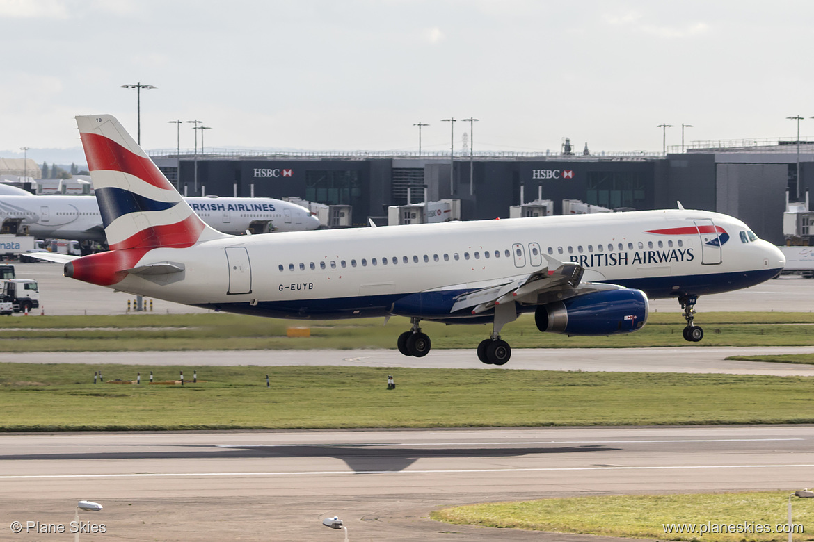 British Airways Airbus A320-200 G-EUYB at London Heathrow Airport (EGLL/LHR) British Airways Airbus A320-200 G-EUYB at London Heathrow Airport (EGLL/LHR)