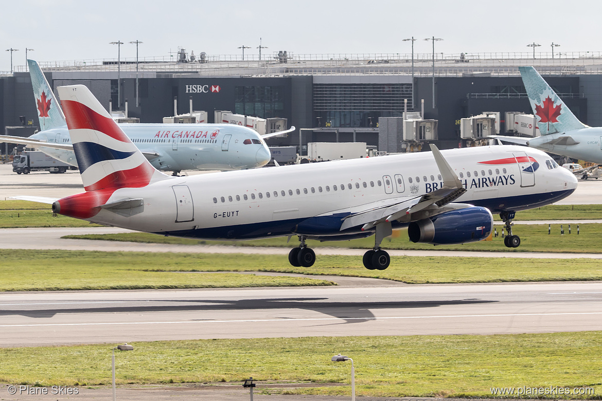 British Airways Airbus A320-200 G-EUYT at London Heathrow Airport (EGLL/LHR) British Airways Airbus A320-200 G-EUYT at London Heathrow Airport (EGLL/LHR)