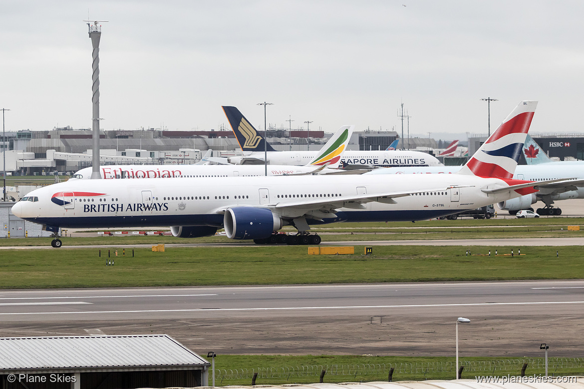 British Airways Boeing 777-300ER G-STBL at London Heathrow Airport (EGLL/LHR) British Airways Boeing 777-300ER G-STBL at London Heathrow Airport (EGLL/LHR)