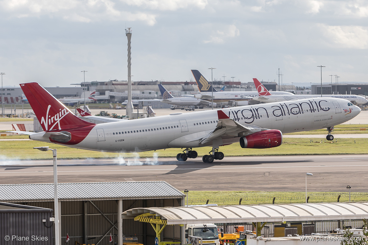 Virgin Atlantic Airbus A330-300 G-VGEM at London Heathrow Airport (EGLL/LHR) Virgin Atlantic Airbus A330-300 G-VGEM at London Heathrow Airport (EGLL/LHR)