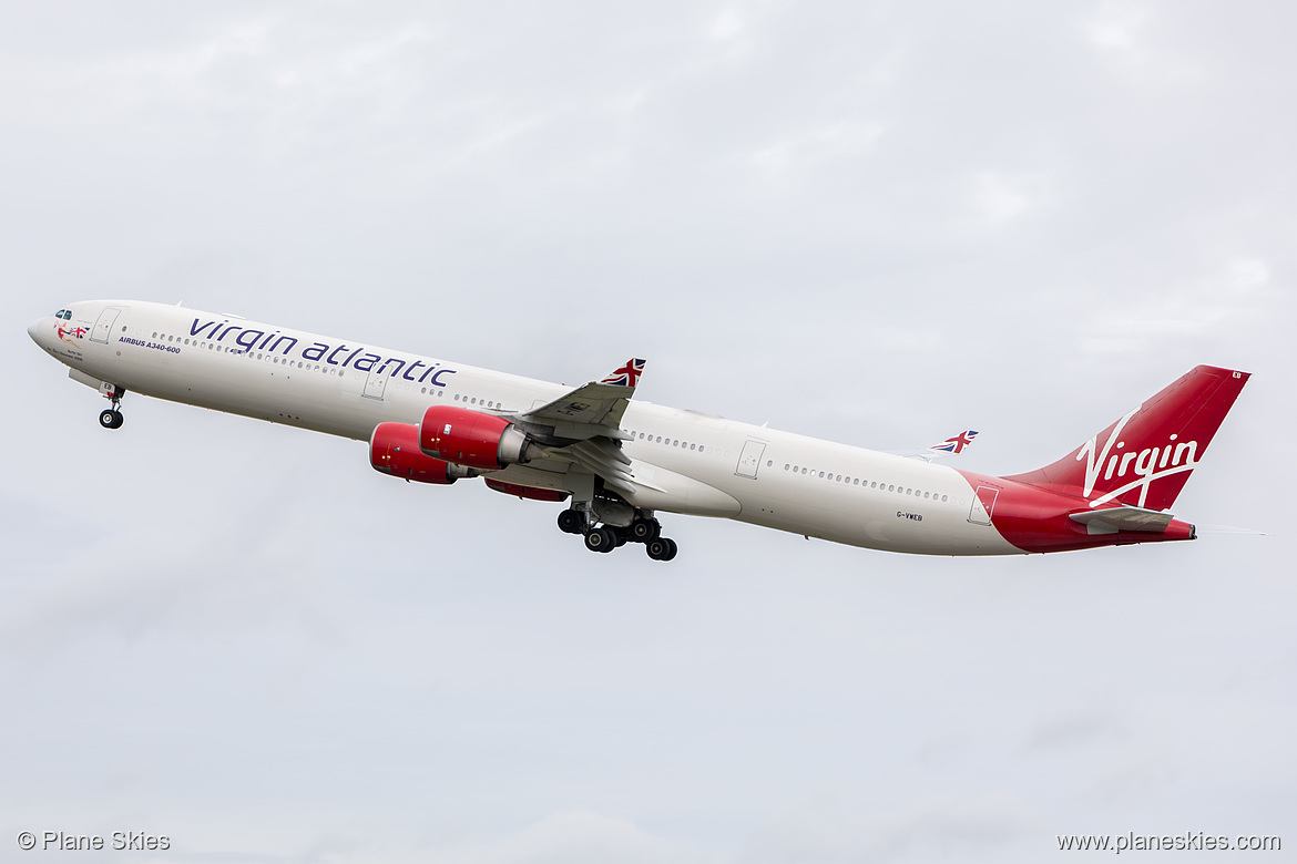 Virgin Atlantic Airbus A340-600 G-VWEB at London Heathrow Airport (EGLL/LHR) Virgin Atlantic Airbus A340-600 G-VWEB at London Heathrow Airport (EGLL/LHR)