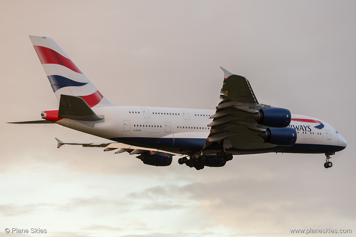British Airways Airbus A380-800 G-XLEK at London Heathrow Airport (EGLL/LHR) British Airways Airbus A380-800 G-XLEK at London Heathrow Airport (EGLL/LHR)