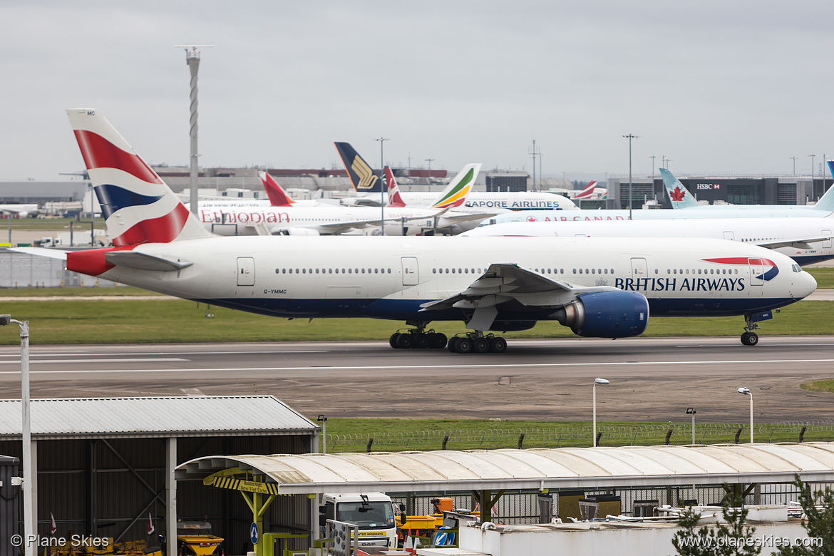 British Airways Boeing 777-200ER G-YMMC at London Heathrow Airport (EGLL/LHR)