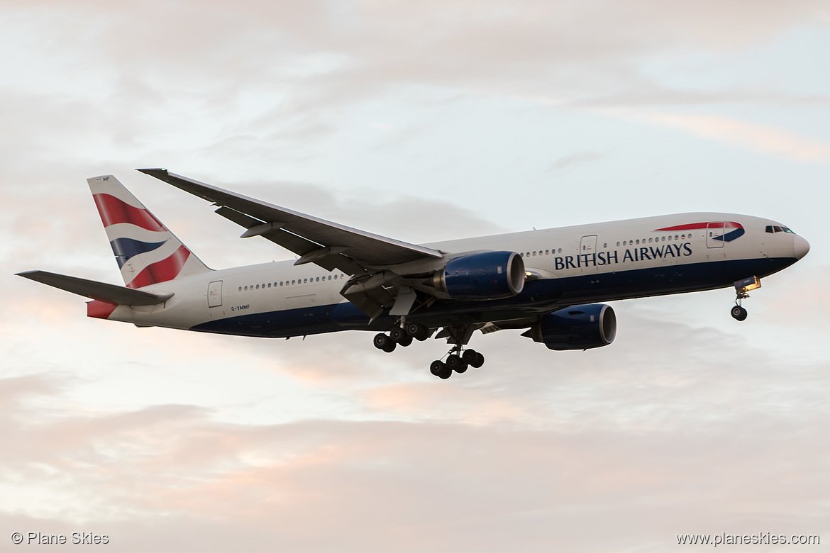 British Airways Boeing 777-200ER G-YMMF at London Heathrow Airport (EGLL/LHR) British Airways Boeing 777-200ER G-YMMF at London Heathrow Airport (EGLL/LHR)