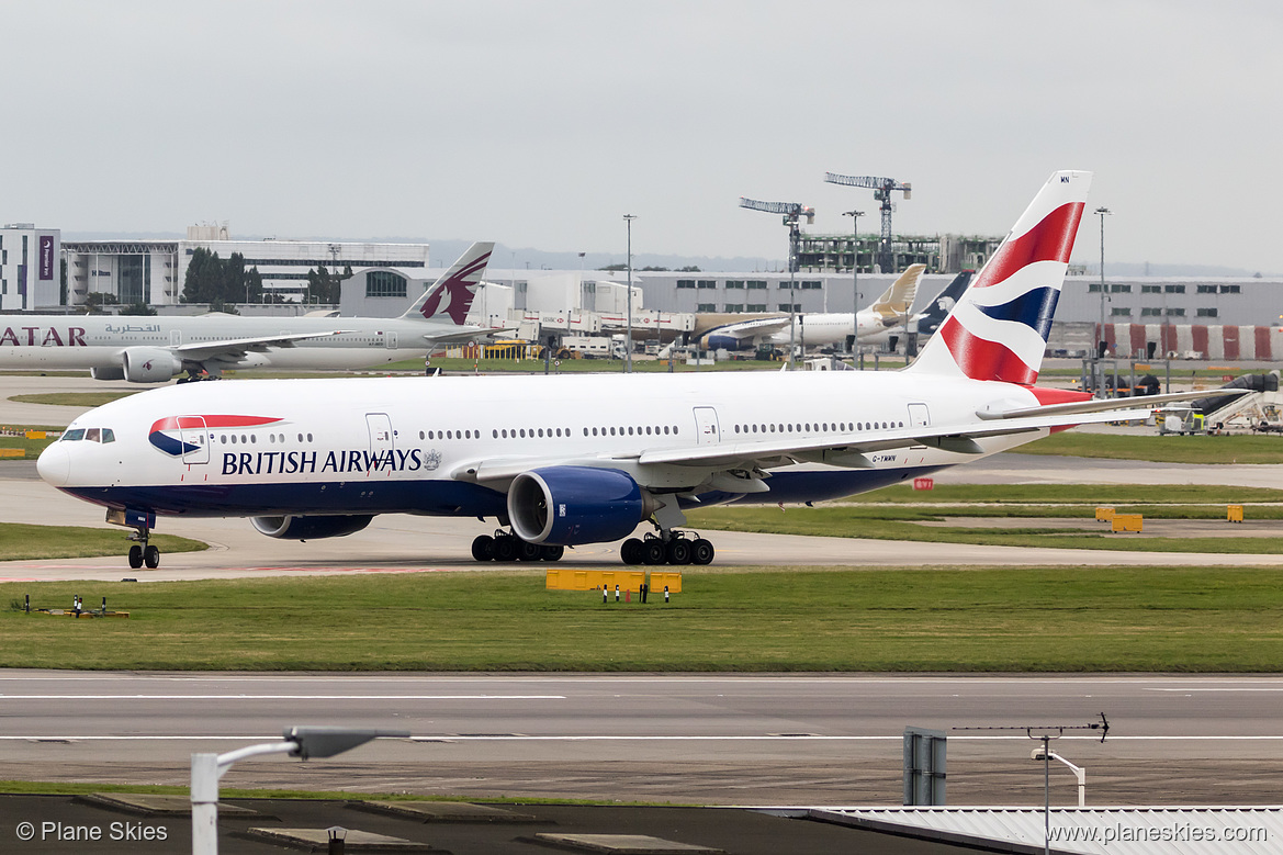 British Airways Boeing 777-200ER G-YMMN at London Heathrow Airport (EGLL/LHR) British Airways Boeing 777-200ER G-YMMN at London Heathrow Airport (EGLL/LHR)