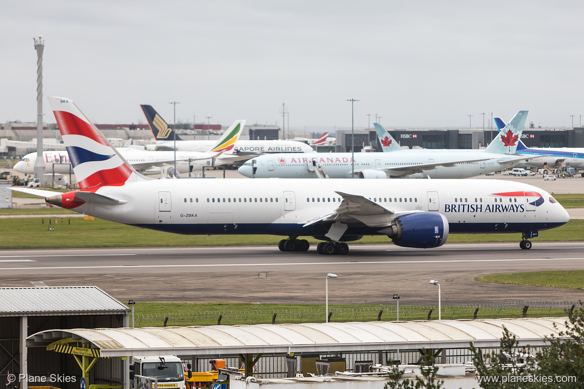 British Airways Boeing 787-9 G-ZBKA at London Heathrow Airport (EGLL/LHR) British Airways Boeing 787-9 G-ZBKA at London Heathrow Airport (EGLL/LHR)