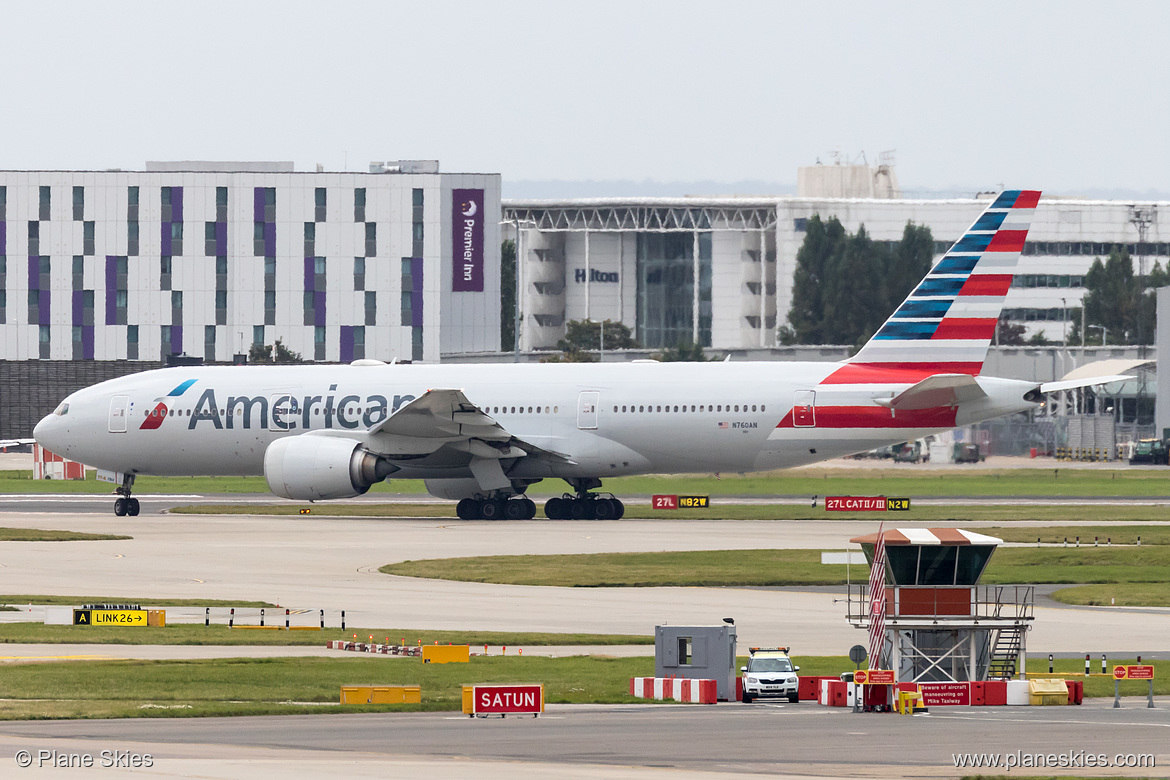 American Airlines Boeing 777-200ER N760AN at London Heathrow Airport (EGLL/LHR)