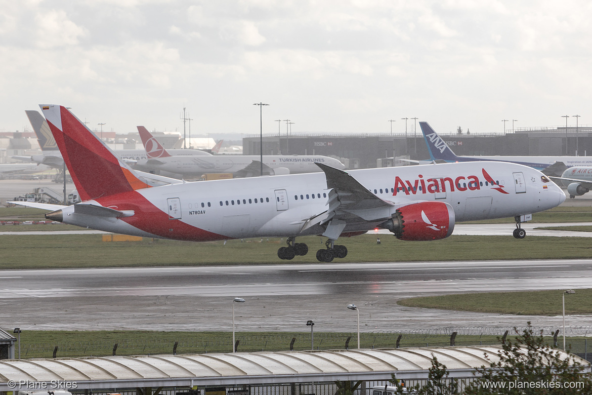 Avianca Boeing 787-8 N780AV at London Heathrow Airport (EGLL/LHR) Avianca Boeing 787-8 N780AV at London Heathrow Airport (EGLL/LHR)