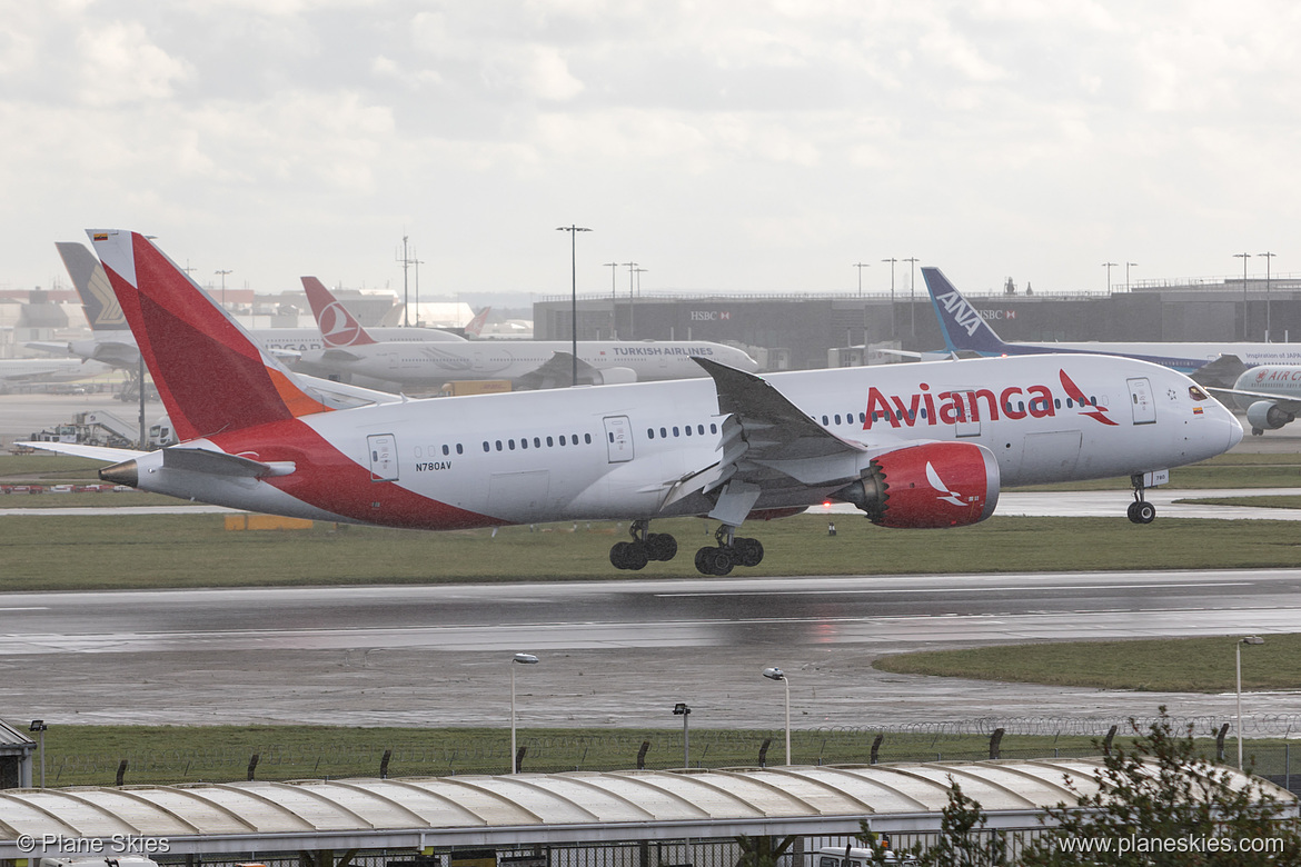 Avianca Boeing 787-8 N780AV at London Heathrow Airport (EGLL/LHR)