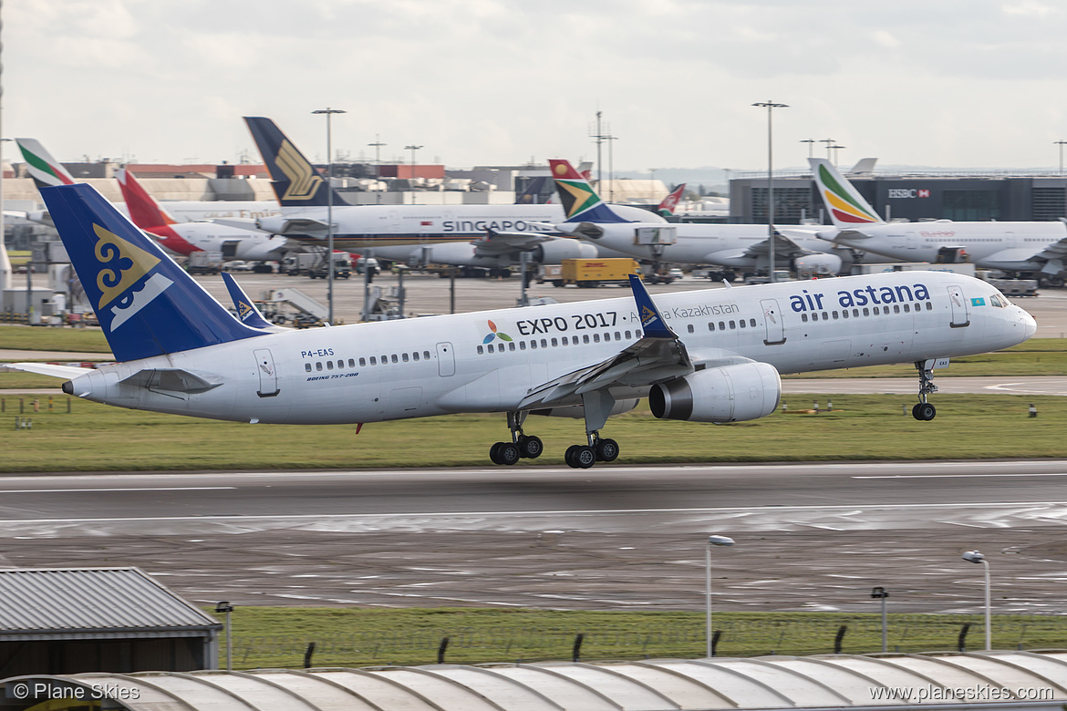 Air Astana Boeing 757-200 P4-EAS at London Heathrow Airport (EGLL/LHR)