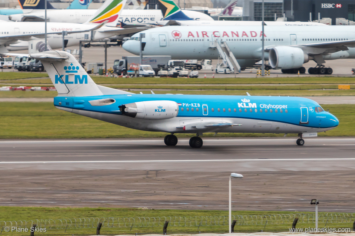 KLM Cityhopper Fokker F70 PH-KZB at London Heathrow Airport (EGLL/LHR) KLM Cityhopper Fokker F70 PH-KZB at London Heathrow Airport (EGLL/LHR)