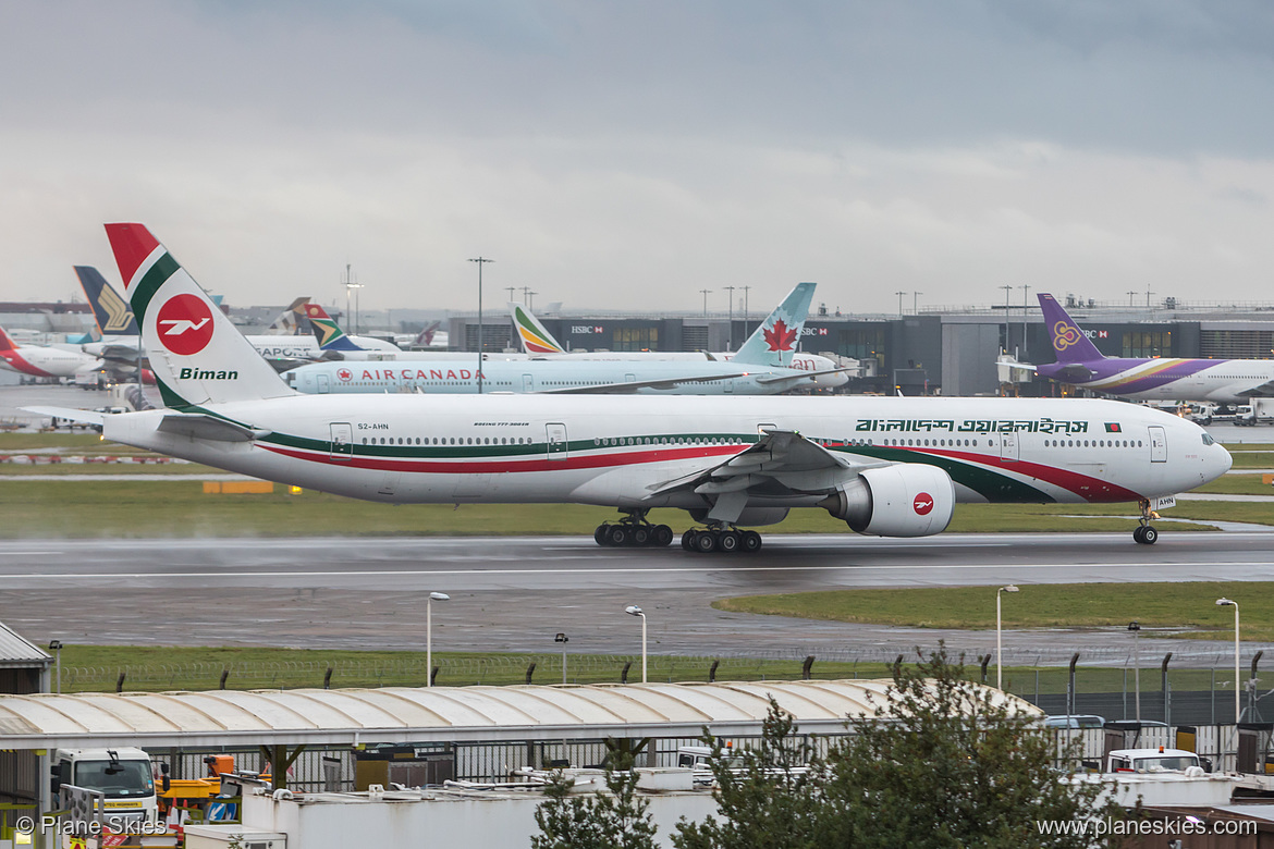 Biman Bangladesh Airlines Boeing 777-300ER S2-AHN at London Heathrow Airport (EGLL/LHR) Biman Bangladesh Airlines Boeing 777-300ER S2-AHN at London Heathrow Airport (EGLL/LHR)