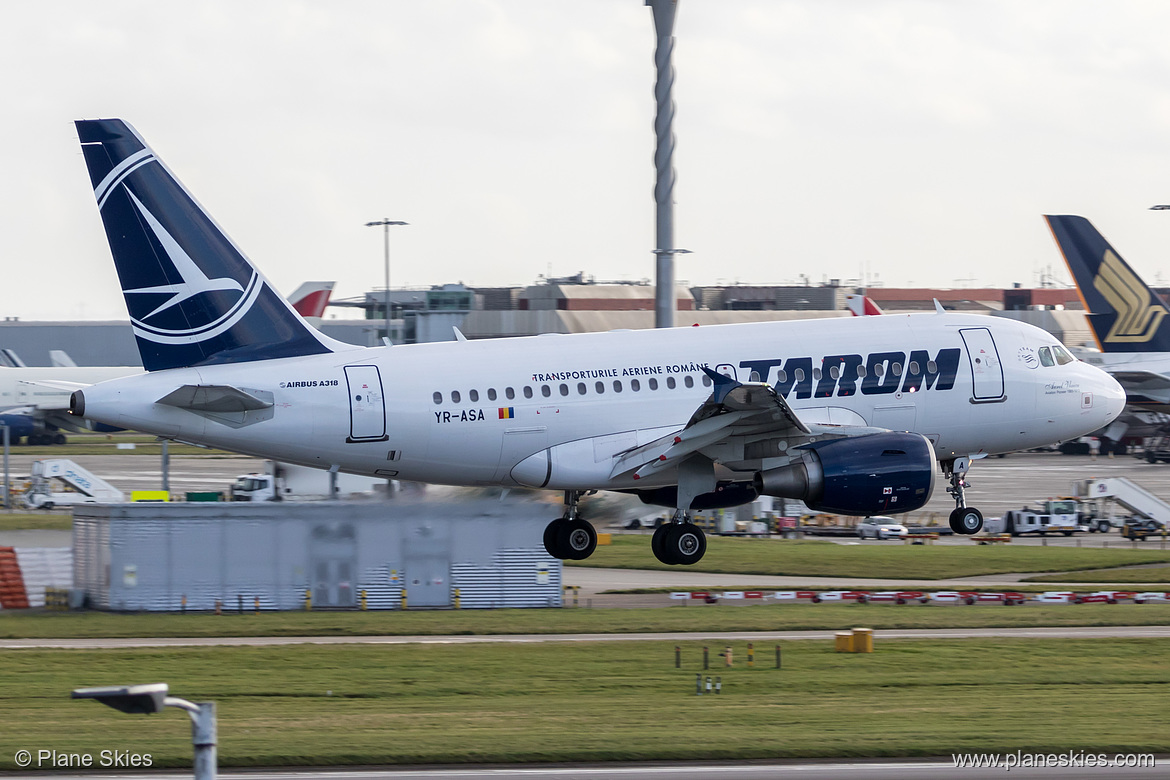 TAROM Airbus A318-100 YR-ASA at London Heathrow Airport (EGLL/LHR)