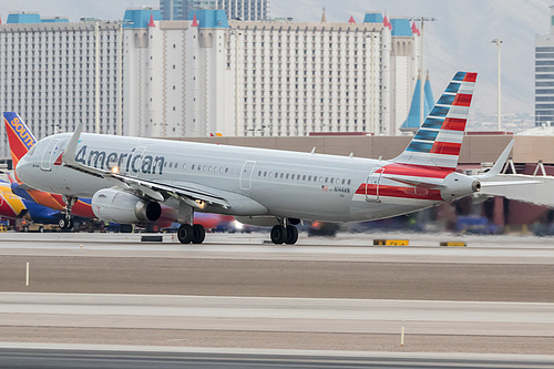 American Airlines Airbus A321-200 N144AN at McCarran International Airport (KLAS/LAS) American Airlines Airbus A321-200 N144AN at McCarran International Airport (KLAS/LAS)
