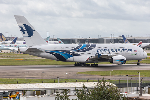 Malaysia Airlines Airbus A380-800 9M-MND at London Heathrow Airport (EGLL/LHR)