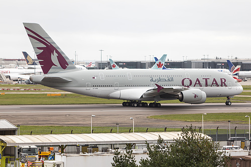 Qatar Airways Airbus A380-800 A7-APB at London Heathrow Airport (EGLL/LHR) Qatar Airways Airbus A380-800 A7-APB at London Heathrow Airport (EGLL/LHR)