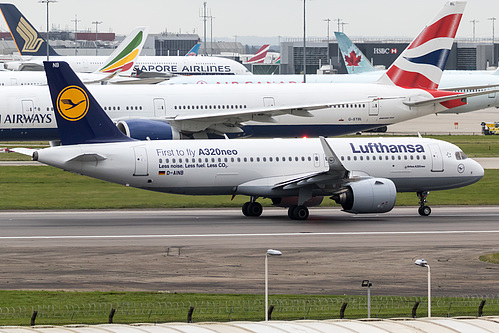 Lufthansa Airbus A320neo D-AINB at London Heathrow Airport (EGLL/LHR)