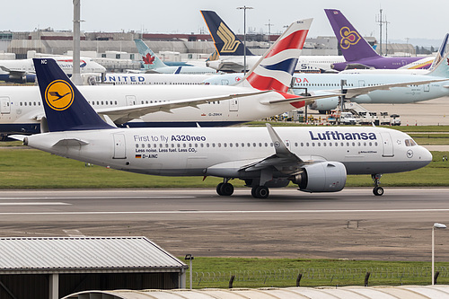 Lufthansa Airbus A320neo D-AINC at London Heathrow Airport (EGLL/LHR)