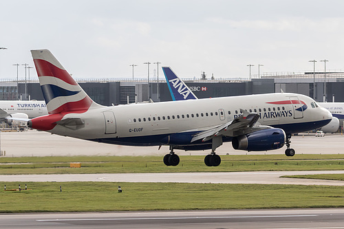 British Airways Airbus A319-100 G-EUOF at London Heathrow Airport (EGLL/LHR) British Airways Airbus A319-100 G-EUOF at London Heathrow Airport (EGLL/LHR)