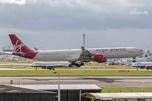 Virgin Atlantic Airbus A340-600 G-VRED at London Heathrow Airport (EGLL/LHR) Virgin Atlantic Airbus A340-600 G-VRED at London Heathrow Airport (EGLL/LHR)