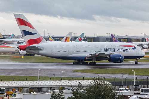 British Airways Airbus A380-800 G-XLEF at London Heathrow Airport (EGLL/LHR) British Airways Airbus A380-800 G-XLEF at London Heathrow Airport (EGLL/LHR)