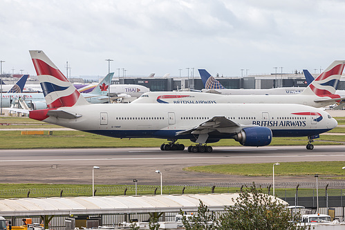 British Airways Boeing 777-200ER G-YMMF at London Heathrow Airport (EGLL/LHR) British Airways Boeing 777-200ER G-YMMF at London Heathrow Airport (EGLL/LHR)